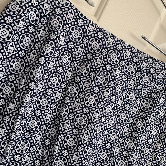 New Talbots Maxi Skirt Navy Blue White Print Petite Medium Classic - Picture 3 of 6